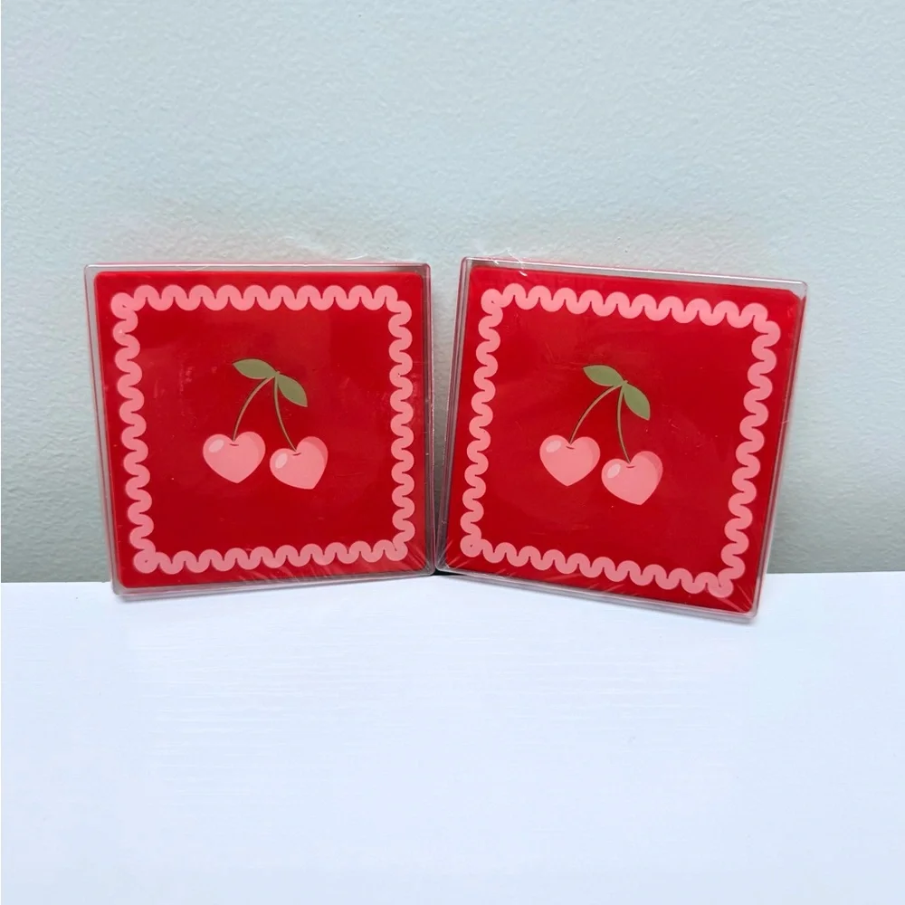 New Target Bullseye Playground 2 Sets of Red Cherry Coasters, 4 in each set